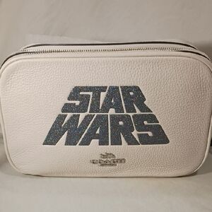 Coach Star Wars White Leather Toiletry Bag with Glitter Logo